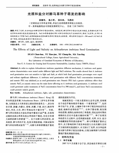 光照和盐分对醉马草种子萌发的影响