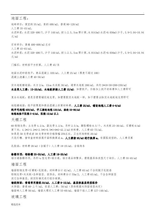 装饰成本分析表