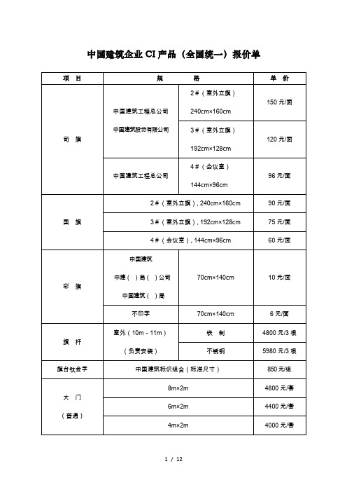 中建CI报价单