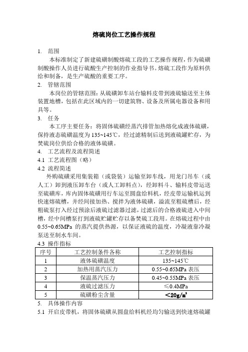 熔硫岗位工艺操作规程