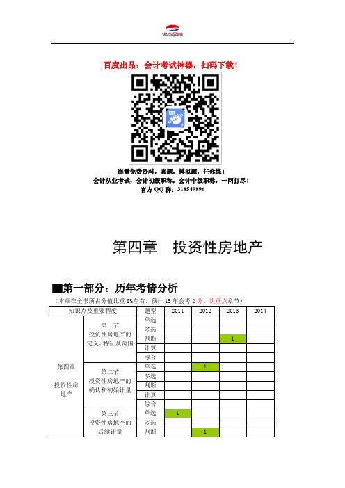 中级会计职称考试《中级会计实务》知识点：第四章 投资性房地产