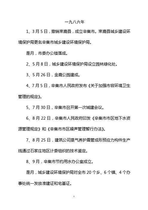 辛集大事记