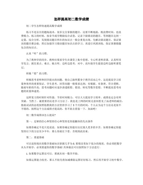 怎样提高初二数学成绩