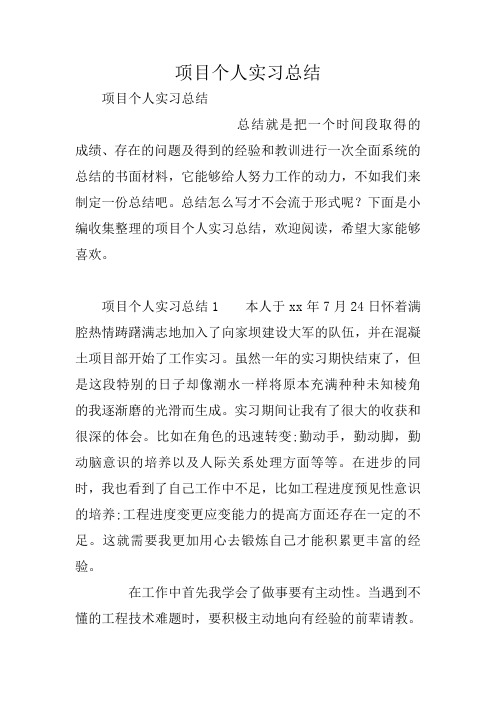 项目个人实习总结