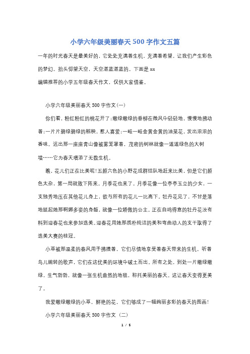 小学六年级美丽春天500字作文五篇