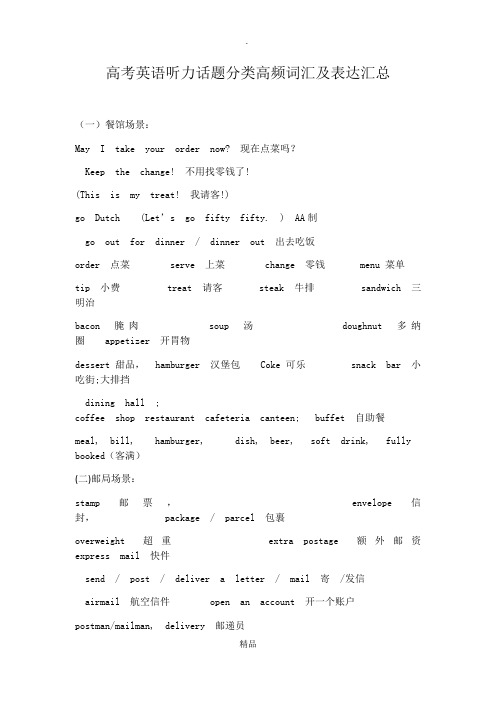 高考英语听力话题分类高频词汇