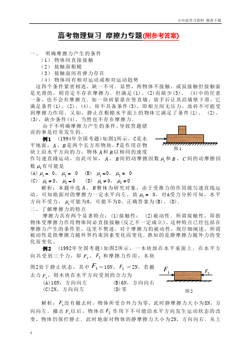 高考物理复习-摩擦力专题
