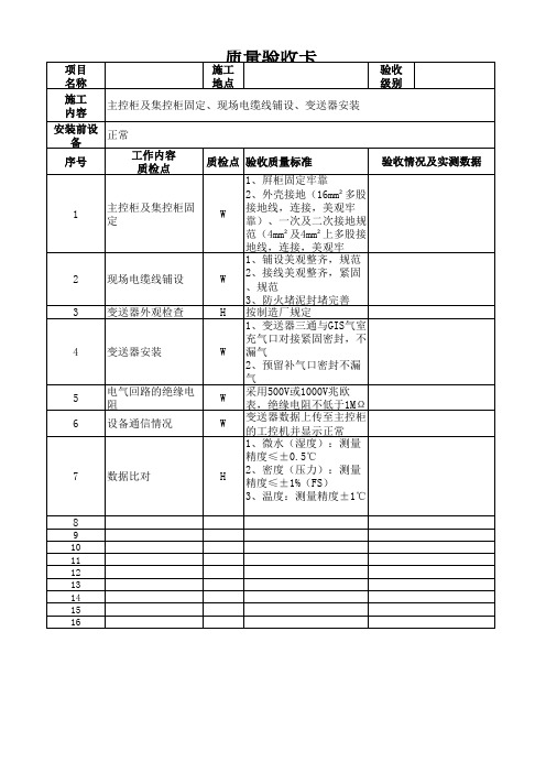 验收质量卡