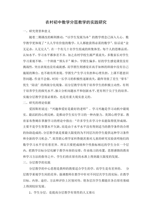 农村初中数学分层教学的实践研究