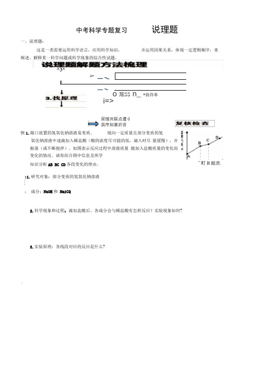 中考科学专题复习说理题(学生)