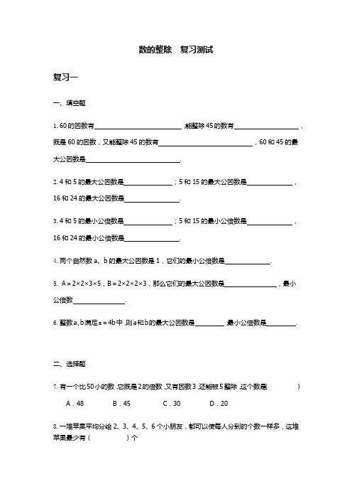 六年级数的整除  复习测试