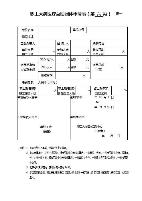 大病医疗表格