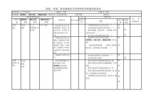 生产部车间、三合一管理体系内审检查表doc1doc22
