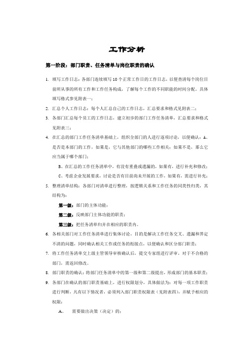 某企业各部门工作分析报告