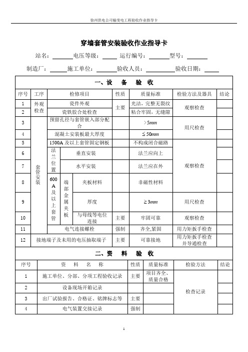 13配网穿墙套管安装验收作业指导卡