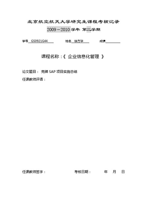 SAP项目实施总结 - 完整版