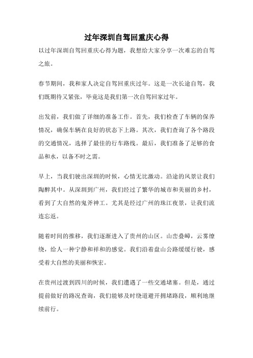 过年深圳自驾回重庆心得