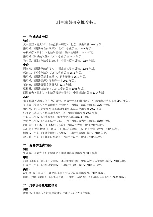刑事法选读书目