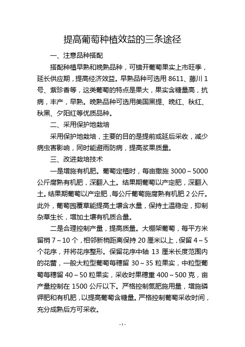 提高葡萄种植效益的三条途径