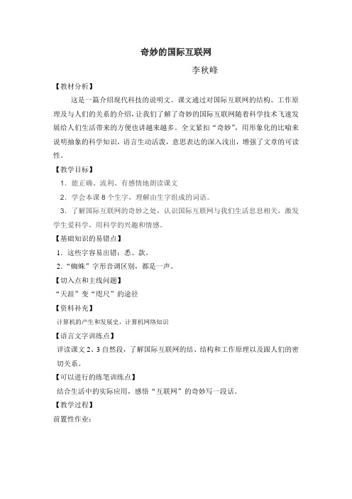 李秋峰奇妙的国际互联网