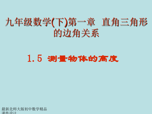 最新北师大版九年级下册数学精品课件第一章-1.5 测量物体的高度