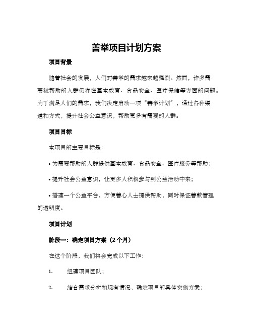 善举项目计划方案