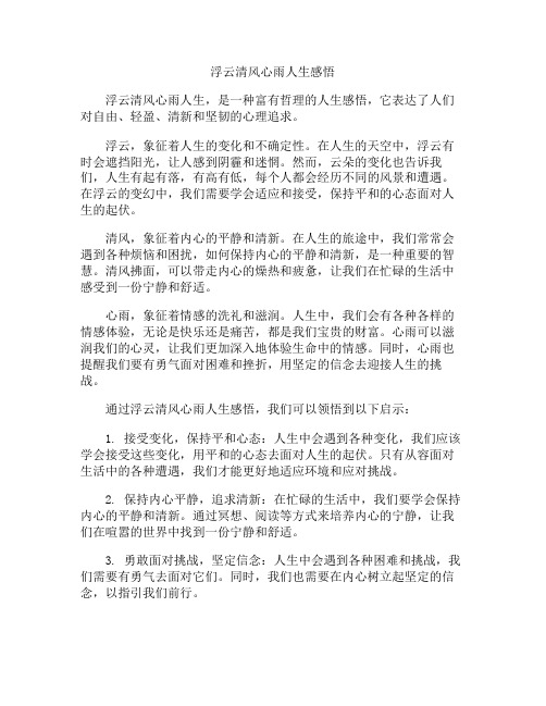 浮云清风心雨人生感悟