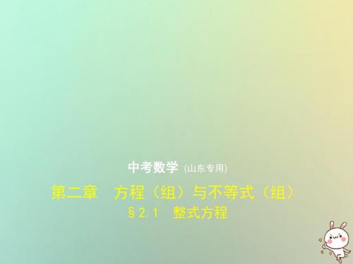 [精品课件](山东专版)2019版中考数学总复习 第二章 方程(组)与不等式(组)2.1 整式方程(试卷部分)