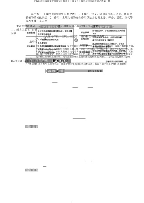 新教材高中地理第五章地球上植被及土壤5.2土壤形成学案湘教版必修第一册