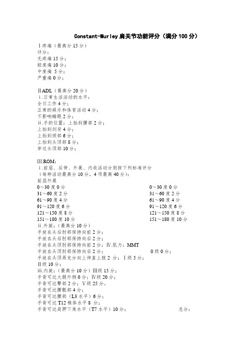 Constant-Murley肩关节功能评分