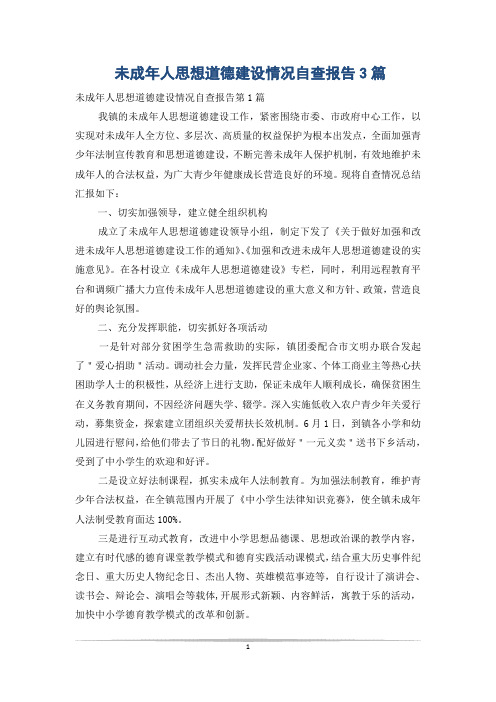未成年人思想道德建设情况自查报告3篇