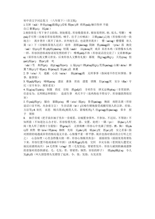 初中语文八年级下册字词总复习