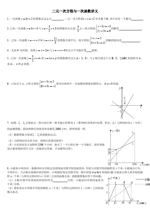 八年级-二元一次方程与一次函数讲义