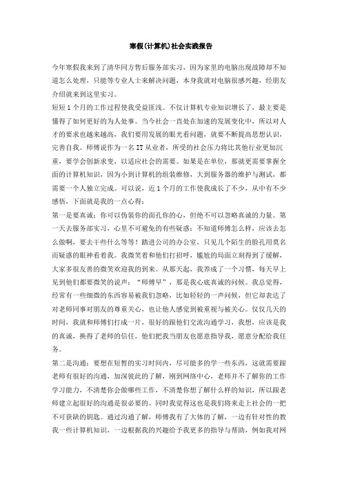 寒假(计算机)社会实践报告