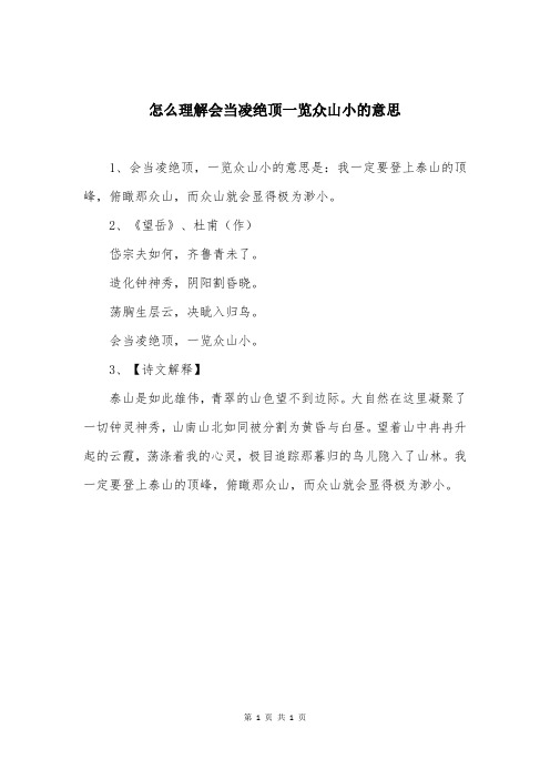 怎么理解会当凌绝顶一览众山小的意思