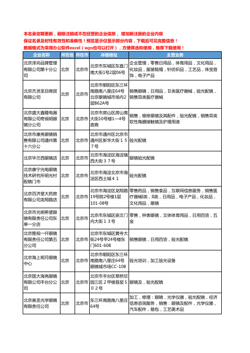 新版北京市眼镜验光工商企业公司商家名录名单联系方式大全449家