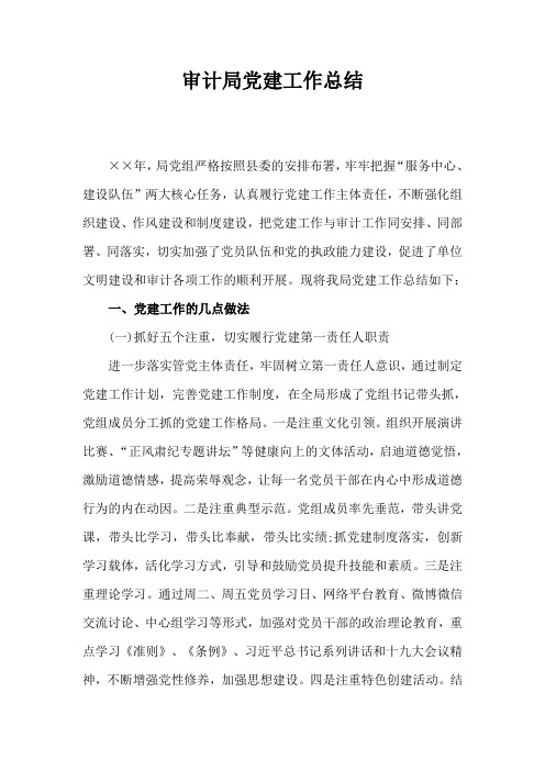 审计局党建工作总结