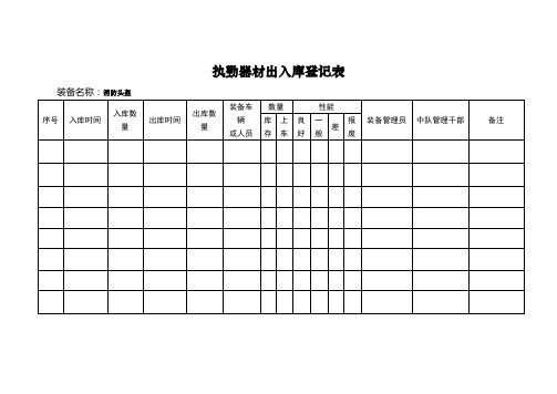执勤器材出入库登记表讲解