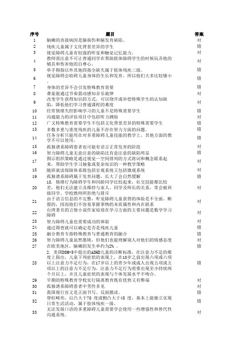 江苏融合教育最新---判断题、单选题试题及答案