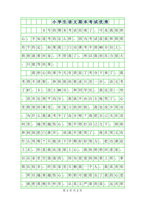 2019年小学生语文期末考试优秀作文【汇总】