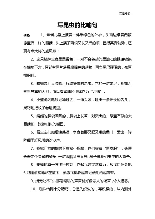 写昆虫的比喻句
