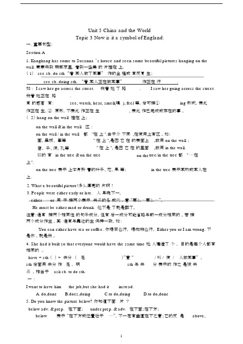 (word完整版)春季仁爱英语九年级下册Unit5topic3重点知识点总结及练习,文档.doc