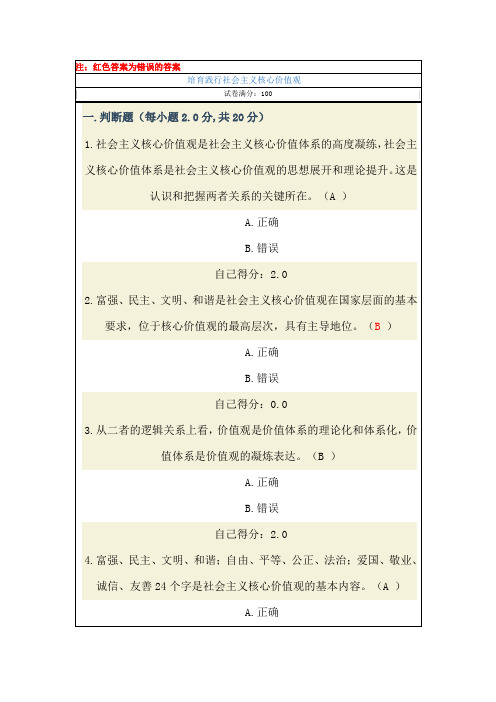 培育践行社会主义核心价值观考试题及答案(90分)-2014广西公务员网络培训