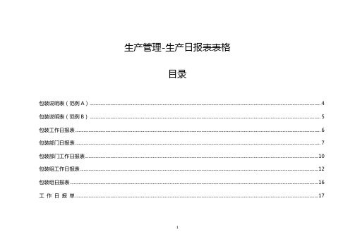 生产管理-生产日报表表格