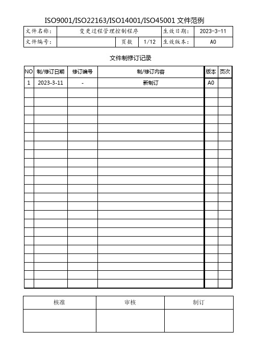 变更过程管理控制程序