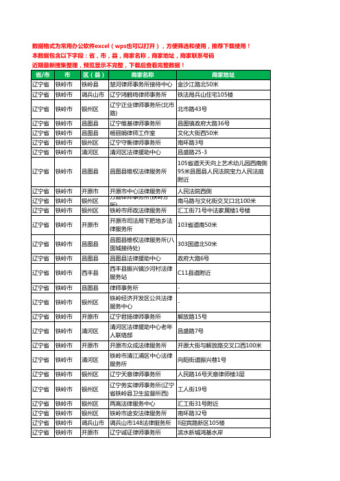 2020新版辽宁省铁岭市律师工商企业公司商家名录名单黄页联系电话号码地址大全64家