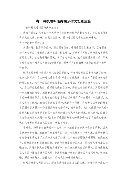 有一种执着叫坚持满分作文汇总三篇