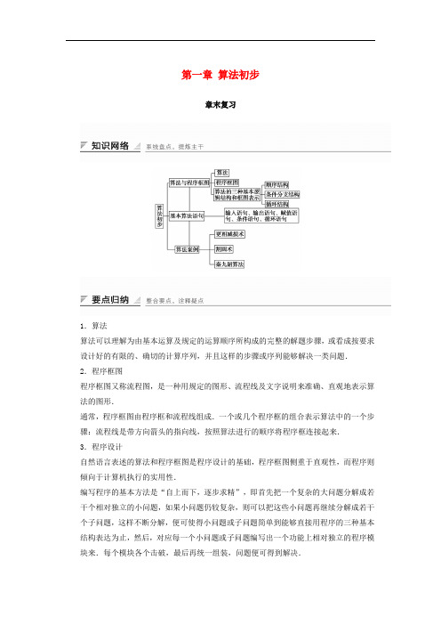 高中数学 第一章 算法初步章末复习学案 新人教B版必修3
