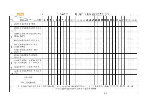 卫生间日常清扫检查记录表