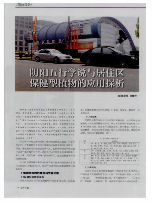 阴阳五行学说与居住区保健型植物的应用探析